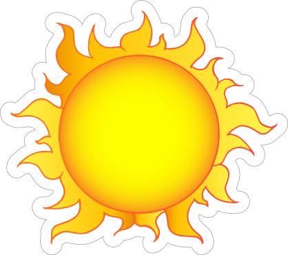 Yellow and Orange Flaming Sun Sticker