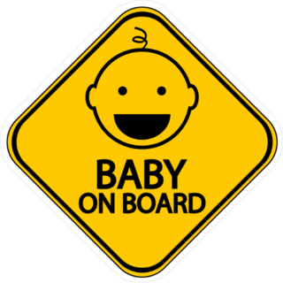 Yellow Baby on Board Sign Sticker with Cheerful Baby