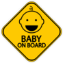 Yellow Baby on Board Sign Sticker with Cheerful Baby