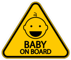 Yellow Baby on Board Sign Sticker with Happy Baby
