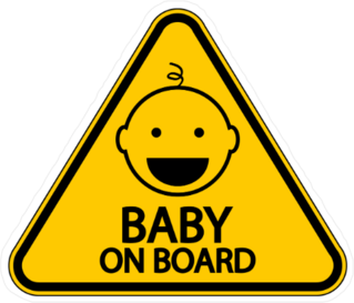 Yellow Baby on Board Sign Sticker with Happy Baby