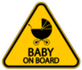 Yellow Baby on Board Sign Sticker with Stroller