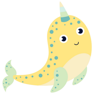 Yellow Cartoon Cute Narwhal Sticker