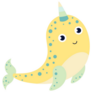 Yellow Cartoon Cute Narwhal Sticker
