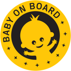 Yellow Circle Sign With Waving Baby Sticker
