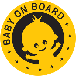 Yellow Circle Sign With Waving Baby Sticker