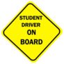 Yellow Diamond Sign Student Driver On Board Sticker