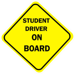 Yellow Diamond Sign Student Driver On Board Sticker