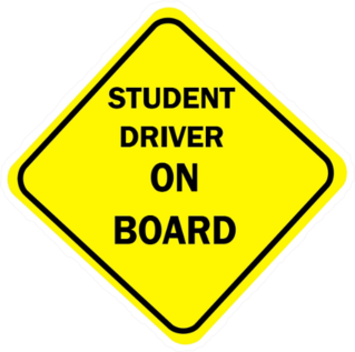 Yellow Diamond Sign Student Driver On Board Sticker