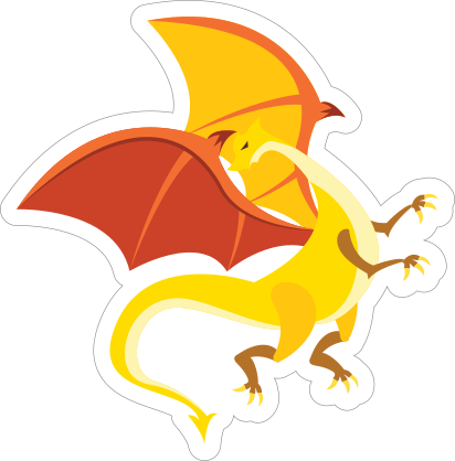 Yellow Dragon with Orange Wings Sticker