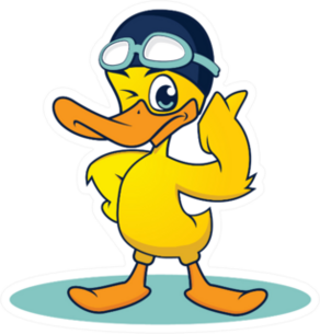 Yellow Duck Swim Mascot Happy Sticker