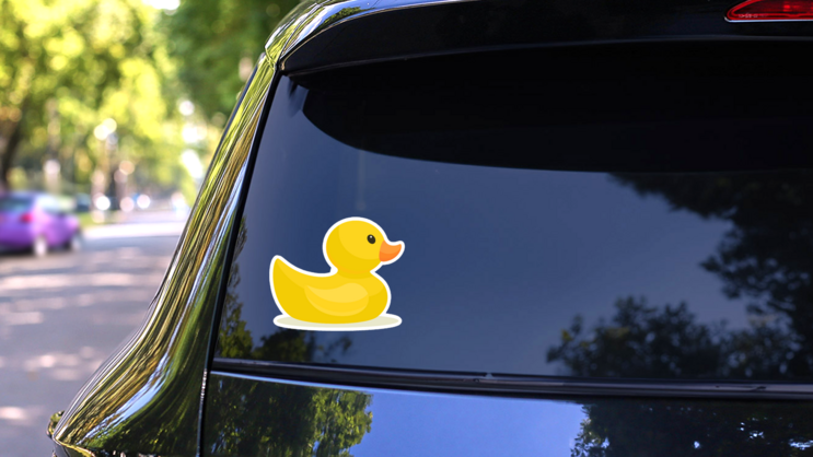 Yellow Duck Toy Inflatable Rubber Duck Sticker on a Rear Car Window (New) example