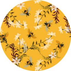 Yellow Embroidery Bee, Butterfly, And Flowers Sticker