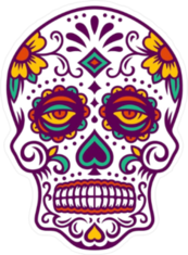 Yellow Flower Mexican Sugar Skull Day Of The Dead Sticker