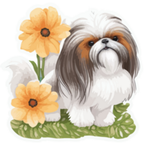 Yellow Flower Shih Tzu Sticker
