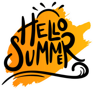Yellow Hello Summer With Sun Sticker