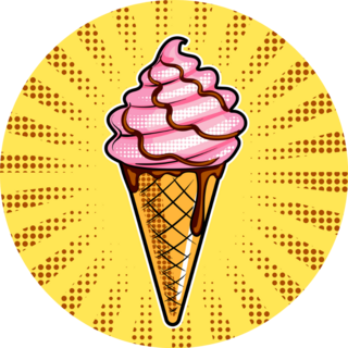 Yellow Ice Cream Pop Art Sticker