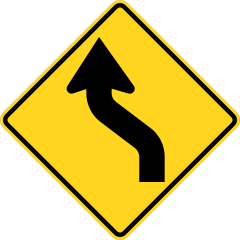 Yellow Left Then Right Curve Sticker