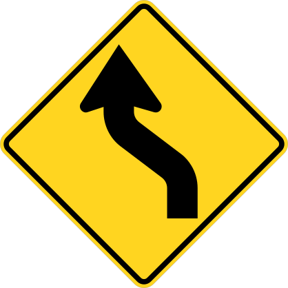 Yellow Left Then Right Curve Sticker