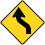 Yellow Left Then Right Curve Sticker