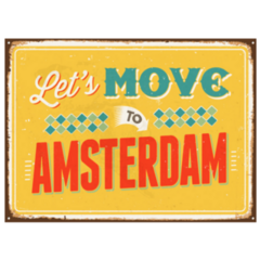 Yellow Lets Move To Amsterdam Sticker