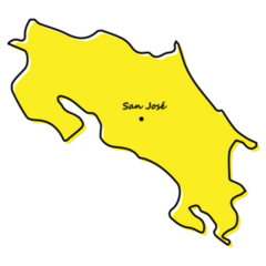 Yellow Map Costa Rica Sticker