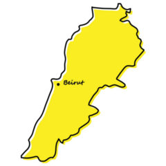 Yellow  Map Lebanon Sticker