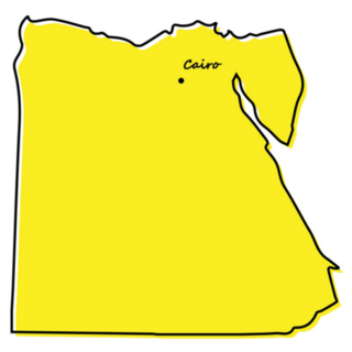 Yellow Map Of Egypt With Capital Location Sticker