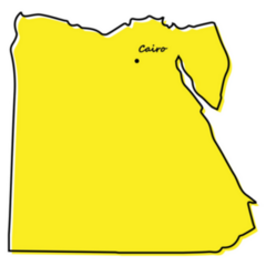 Yellow Map Of Egypt With Capital Location Sticker