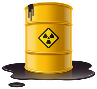Yellow Metal Barrel With Radioactive Waste Sticker