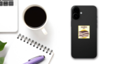 Yellow National Ice Cream Sandwich Sticker on a Phone (New) example