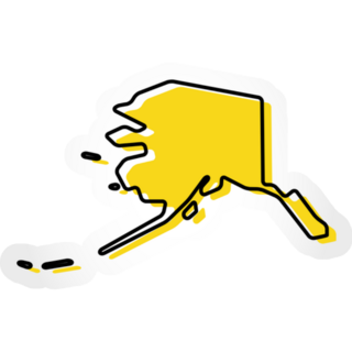 Yellow Outline Map Of Alaska Sticker