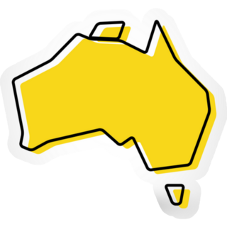 Yellow Outline Map Of Australia Sticker