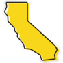 Yellow Outline Map Of California Sticker