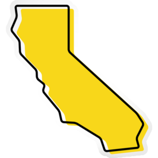 Yellow Outline Map Of California Sticker