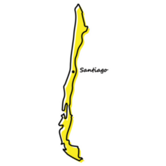 Yellow Outline Map Of Chile With Capital Sticker