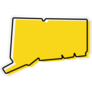 Yellow Outline Map Of Connecticut Sticker