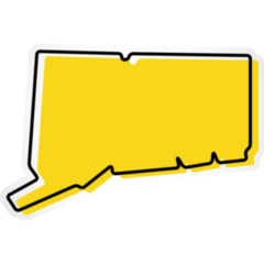 Yellow Outline Map Of Connecticut Sticker
