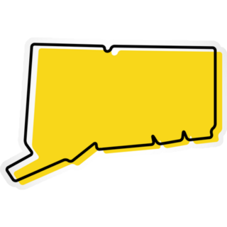 Yellow Outline Map Of Connecticut Sticker
