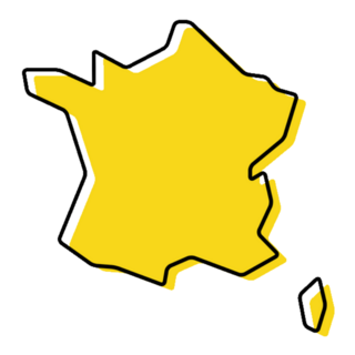 Yellow Outline Map Of France Sticker