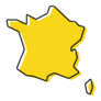 Yellow Outline Map Of France Sticker