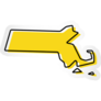 Yellow Outline Map Of Massachusetts Sticker