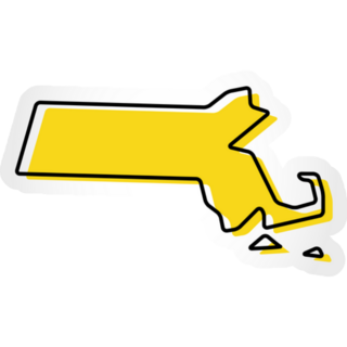 Yellow Outline Map Of Massachusetts Sticker