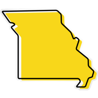 Yellow Outline Map Of Missouri, Sticker