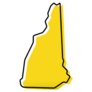Yellow Outline Map Of New Hampshire Sticker