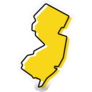 Yellow Outline Map Of New Jersey Sticker