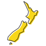 Yellow Outline Map Of New Zealand Sticker