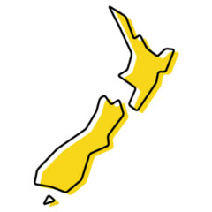 Yellow Outline Map Of New Zealand Sticker