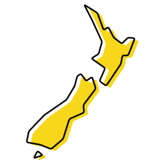 Yellow Outline Map Of New Zealand Sticker