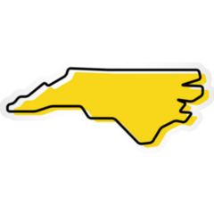 Yellow Outline Map Of North Carolina Sticker
